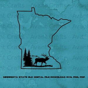 Estado de Minnesota con Elk descarga de archivos digitales svg, png, pdf