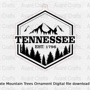 Tennessee State Mountain Trees Ornament Digital file download svg, png, pdf