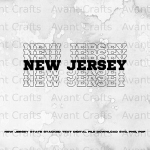 New Jersey State Stacked Text digital file download svg, png, pdf