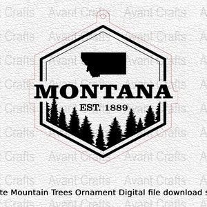Montana State Mountain Trees Ornament Digital file download svg, png, pdf