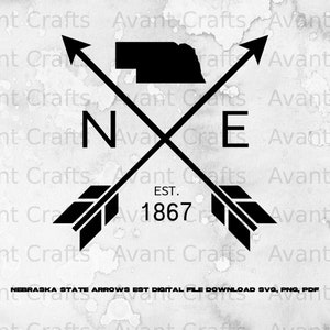 Nebraska State Arrows Est digital file download svg, png, pdf
