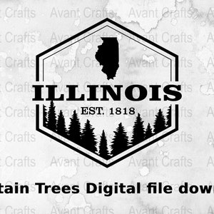 Illinois State Mountain Trees Digital file download svg, png, pdf