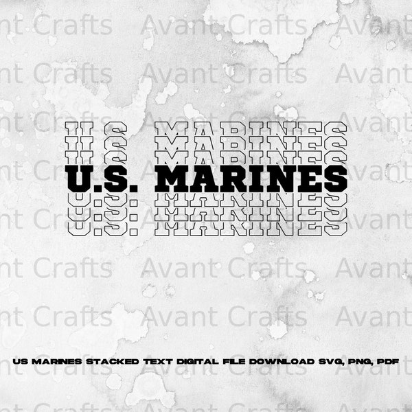 US Marines Stacked Text digital file download svg, png, pdf