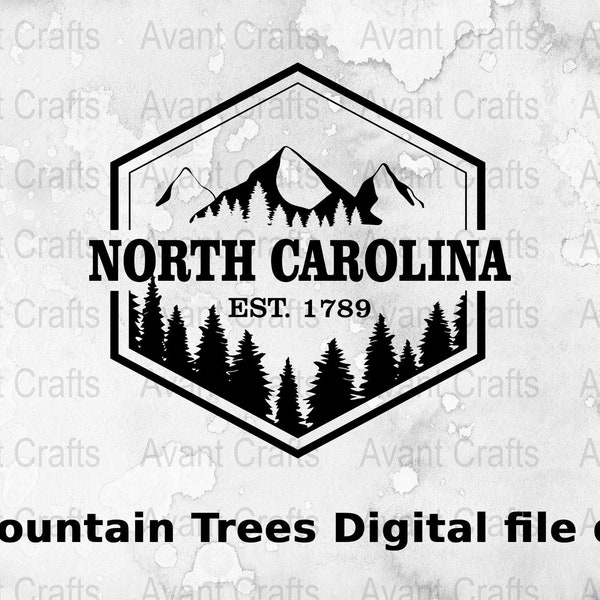 North Carolina State Mountain Trees Digital file download svg, png, pdf