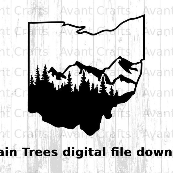Ohio State Mountain Trees digital file download svg, png, pdf