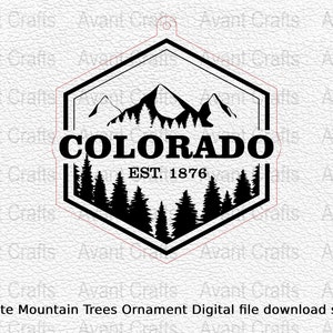 Colorado State Mountain Trees Ornament Digital file download svg, png, pdf
