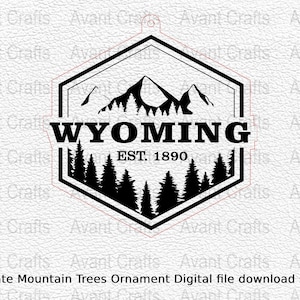 Ornamento degli alberi di montagna dello stato del Wyoming Scarica file digitale in formato SVG, PNG, PDF