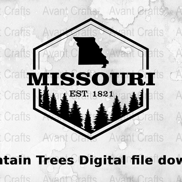 Missouri State Mountain Trees Digital file download svg, png, pdf