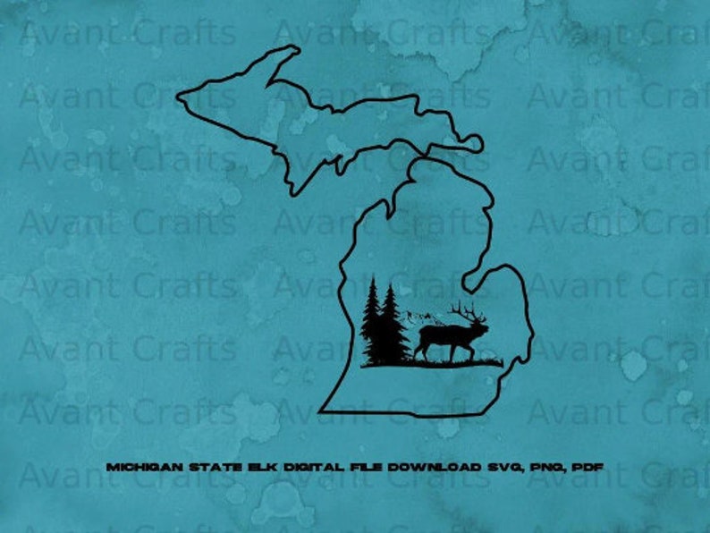 Michigan State With Elk Digital File Download Svg, Png, Pdf - Etsy