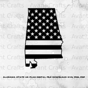 Alabama State US Flag digital file download svg, png, pdf