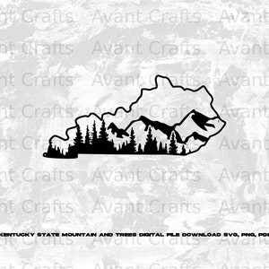 Kentucky State Mountain and Trees digital file download svg, png, pdf