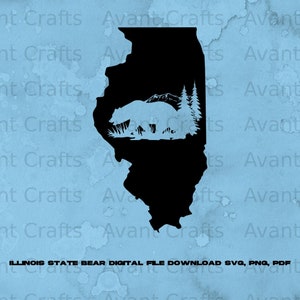 Illinois State Bear digital file download svg, png, pdf