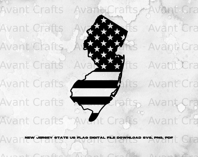 New Jersey State SVG American Flag Outline DXF EPS Ai Png Cricut Laser ...