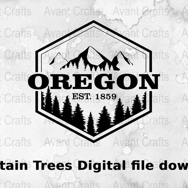 Oregon State Mountain Trees Digital file download svg, png, pdf