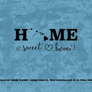 Hawaii Home Sweet Home digital file download svg, png, pdf