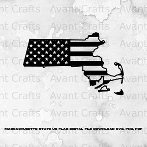 Massachusetts State US Flag digital file download svg, png, pdf