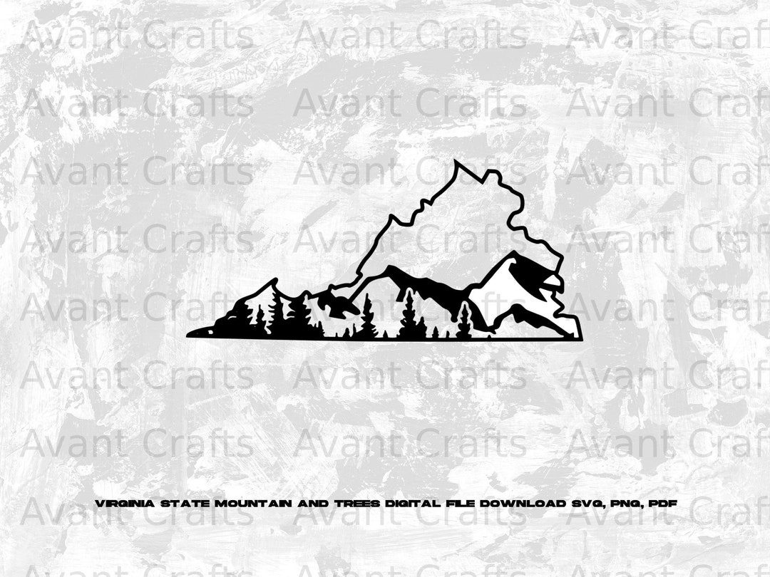Virginia State Mountain and Trees Digital File Download Svg, Png, Pdf ...