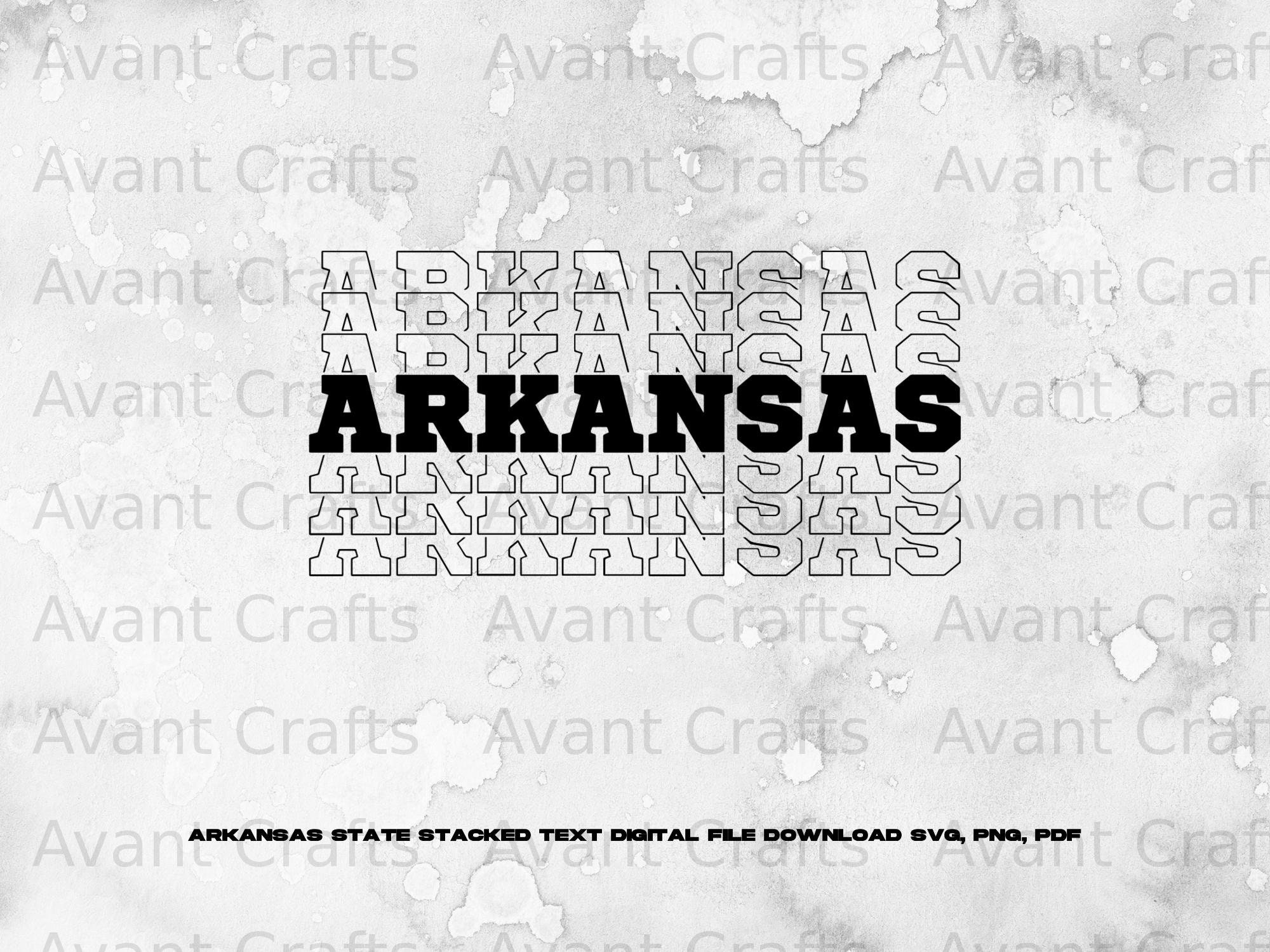 Arkansas State Stacked Text Digital File Download Svg, Png, Pdf - Etsy