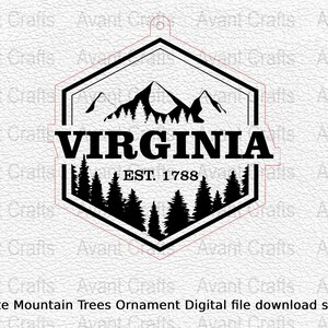 Virginia State Mountain Trees Ornament Digital file download svg, png, pdf
