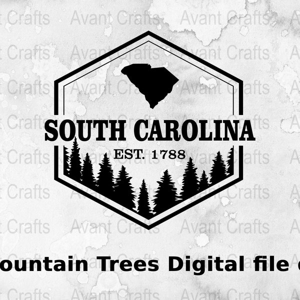 South Carolina State Mountain Trees Digital file download svg, png, pdf