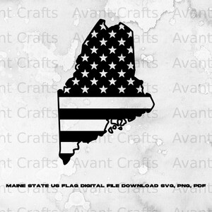 Maine State US Flag digital file download svg, png, pdf