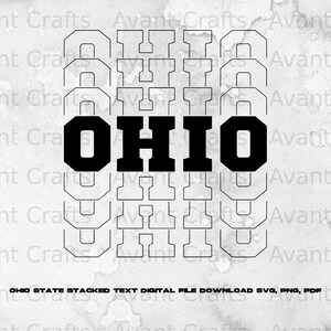 Digital filnedladdning för Ohio State Stacked Text i svg, png, pdf
