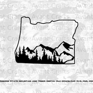 Oregon State Mountain and Trees digital file download svg, png, pdf