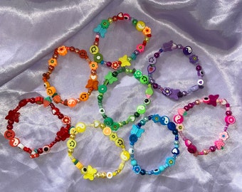 Rainbow Bracelets | y2k Bracelets | Beaded Bracelets | Colourful Bracelets | Handmade Bracelets