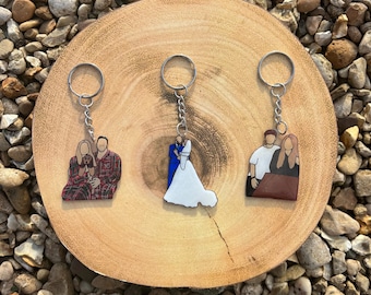 Custom Portrait Keyring | Personalised Keyring | Family Keyring | Photo Keyring | Custom Keyring | Portrait Keyring | Handmade Keyring