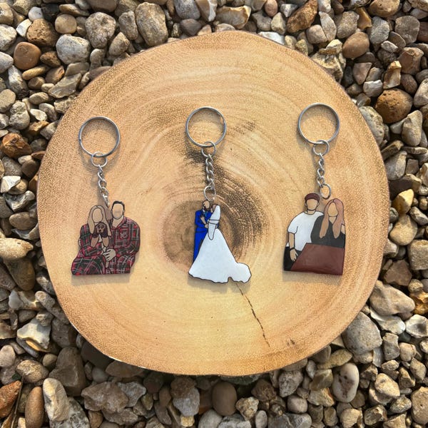Custom Portrait Keyring | Personalised Keyring | Family Keyring | Photo Keyring | Custom Keyring | Portrait Keyring | Handmade Keyring