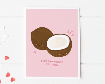 Valentines Day Fruit Card With Coconut Pun and Illustration - Etsy Australia Valentines Day Fruit Card With Coconut Pun and Illustration - Etsy Australia