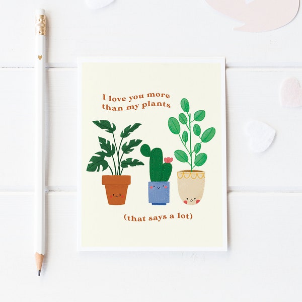 Valentines Day Card for Plant Lovers, Cute Plants Card for Her or Him, Funny Anniversary Card with Plants, Cactus Puns