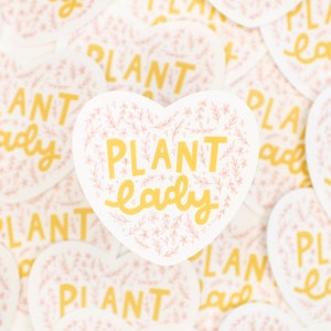Plant Lady Aufkleber - Herzform Blumenaufkleber, Laptop, Hydroflask Aufkleber, wasserdicht, wetterfester Aufkleber, Geschenk für Naturliebhaber