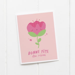 Mothers Day Card | French Greeting Card, Handmade Cute Flower Card for Mother, Grandmother, Tulip Illustration, Happy Mothers Day