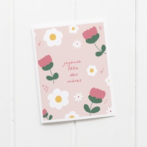 Floral Mothers Day Card | French Greeting Card, Cute Flower Card for Mother, Grandmother, Happy Mothers Day, Minimalist Botanical Card