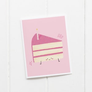 Carte mignonne de gâteau d'anniversaire | Carte vierge avec illustration rigolote, carte de voeux non sexiste