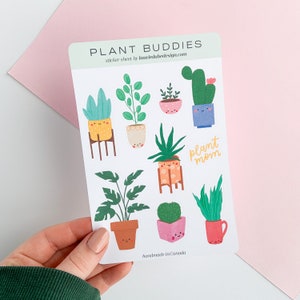 Feuille d’autocollants | Autocollants de planificateur, autocollants de plantes mignonnes, plantes succulentes, cadeau d’amoureux des plantes, bullet journal, scrapbooking, dessins floraux mignons