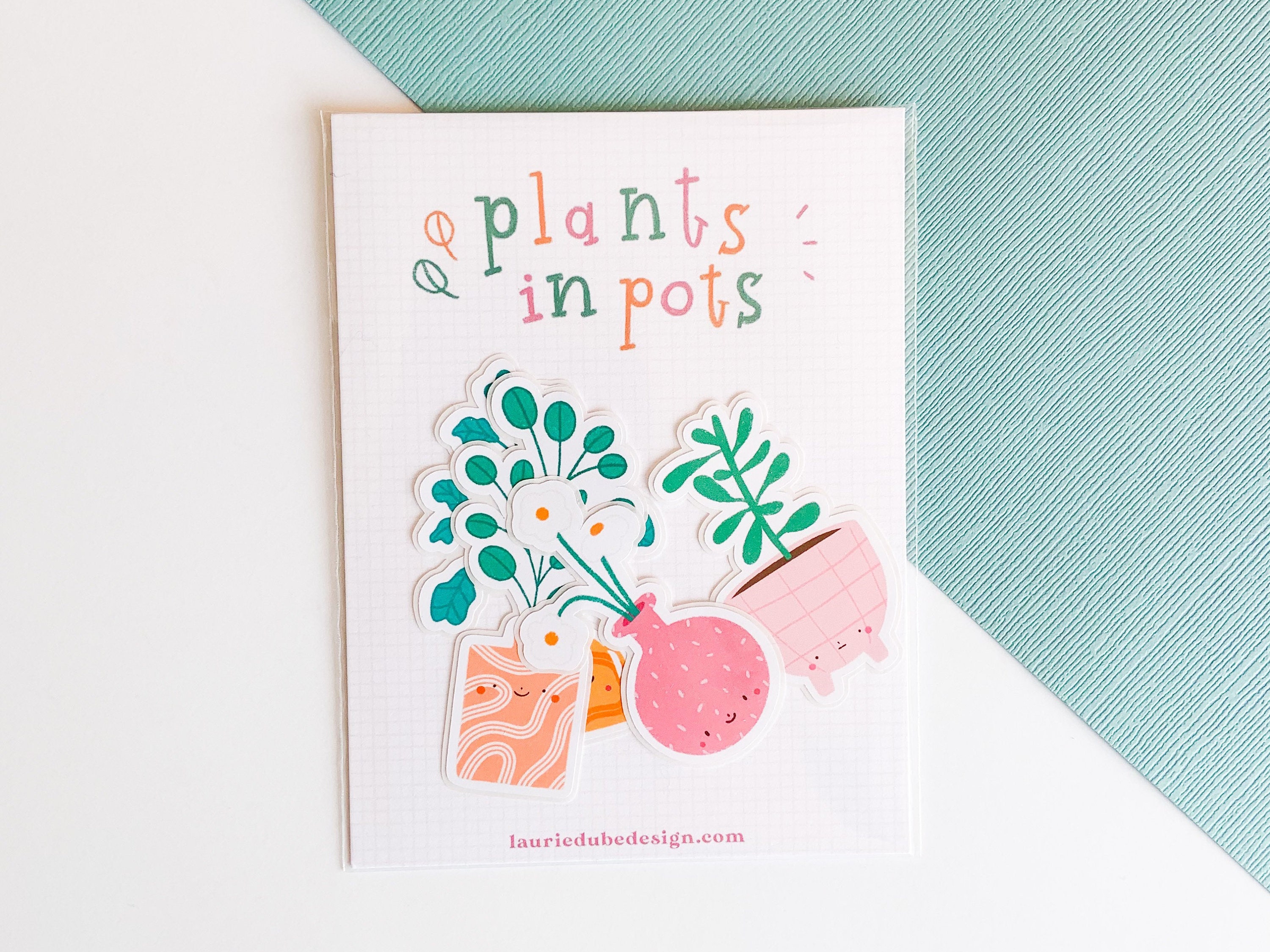Cute Plants in Pots Sticker Pack 4 Die Cut Botanical Sticker | Etsy