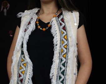 Handira gilet woolen vest gift idea moroccan jacket amazigh style boho gilet gypsian clothes