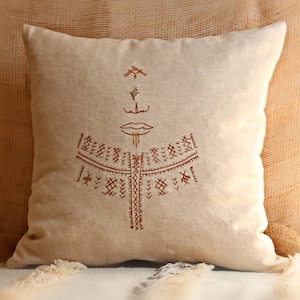 Almohada de tatuaje bereber almohada deco marroquí pintada a mano coussin decoratif Boho Accesorios únicos para el hogar amantes de la música idea de regalo para el hogar