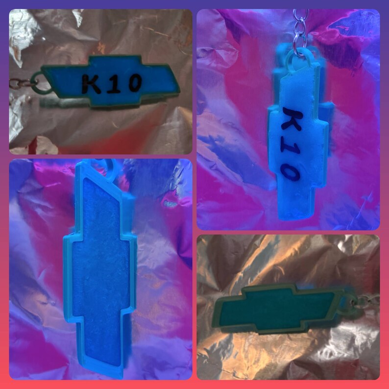 Chevy Keychain with Epoxy Accents