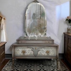 Vintage, Vanity, Dressing Table, Mirror, Makeup Vanity, Dresser - bedroom, bathroom, furniture