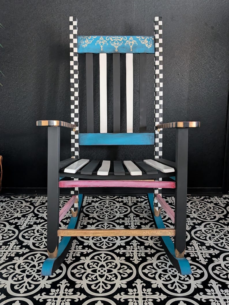 Hand Painted Rocking Chair - Etsy