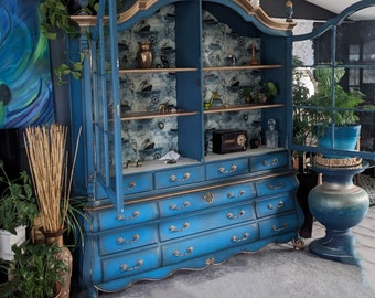 SOLD China Cabinet, Breakfront, Display Cabinet, 2 piece Hutch, Antique - furniture - ReStyled by Melissa - storage - cabinets - dining room