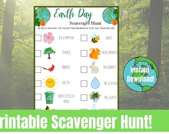Búsqueda del tesoro del Día de la Tierra / Actividad para niños del Día de la Tierra imprimible / Actividad del Día de la Tierra / ¡DESCARGA DIGITAL INSTANTÁNEA!
