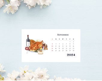 2024 Watercolor Desk Calendar, 2024 Desk Calendar Gift, Desk Calendar, Small Calendar, Mini Calendar,