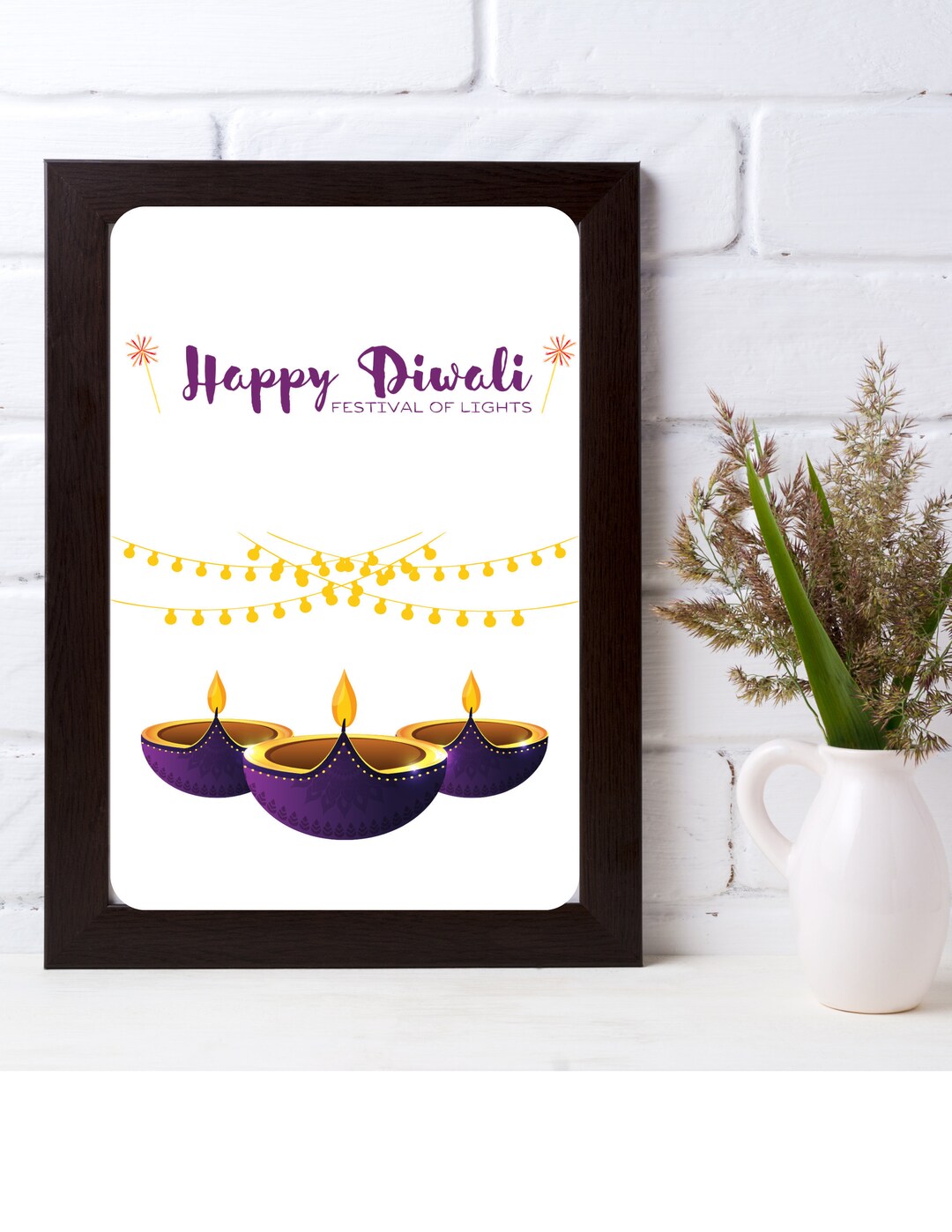 PRINTABLE Diya Diwali Wall or Table Art Festival of Light Art Instant ...