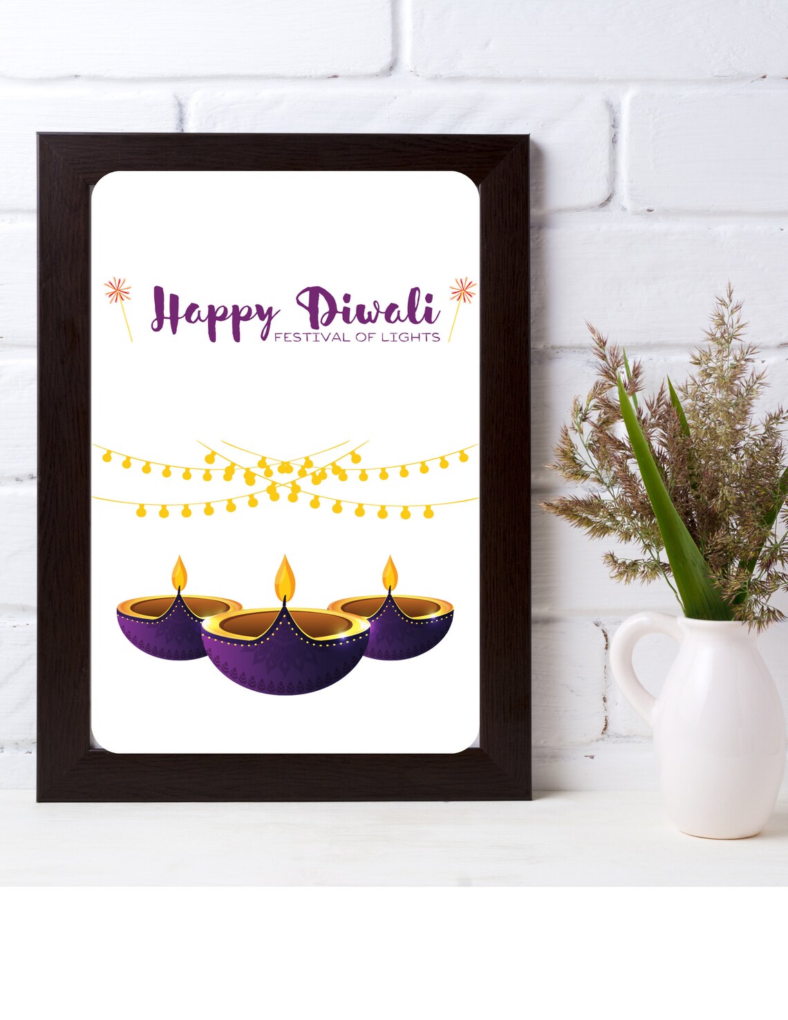 PRINTABLE Diya Diwali Wall or Table Art Festival of Light Art Instant