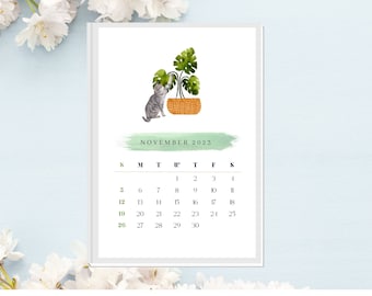 2026 Watercolor Cat and House Plant Desk Calendar, 2026 Cat and Plant Desk Calendar Gift, Desk Calendar, Small Calendar, Mini Calendar,