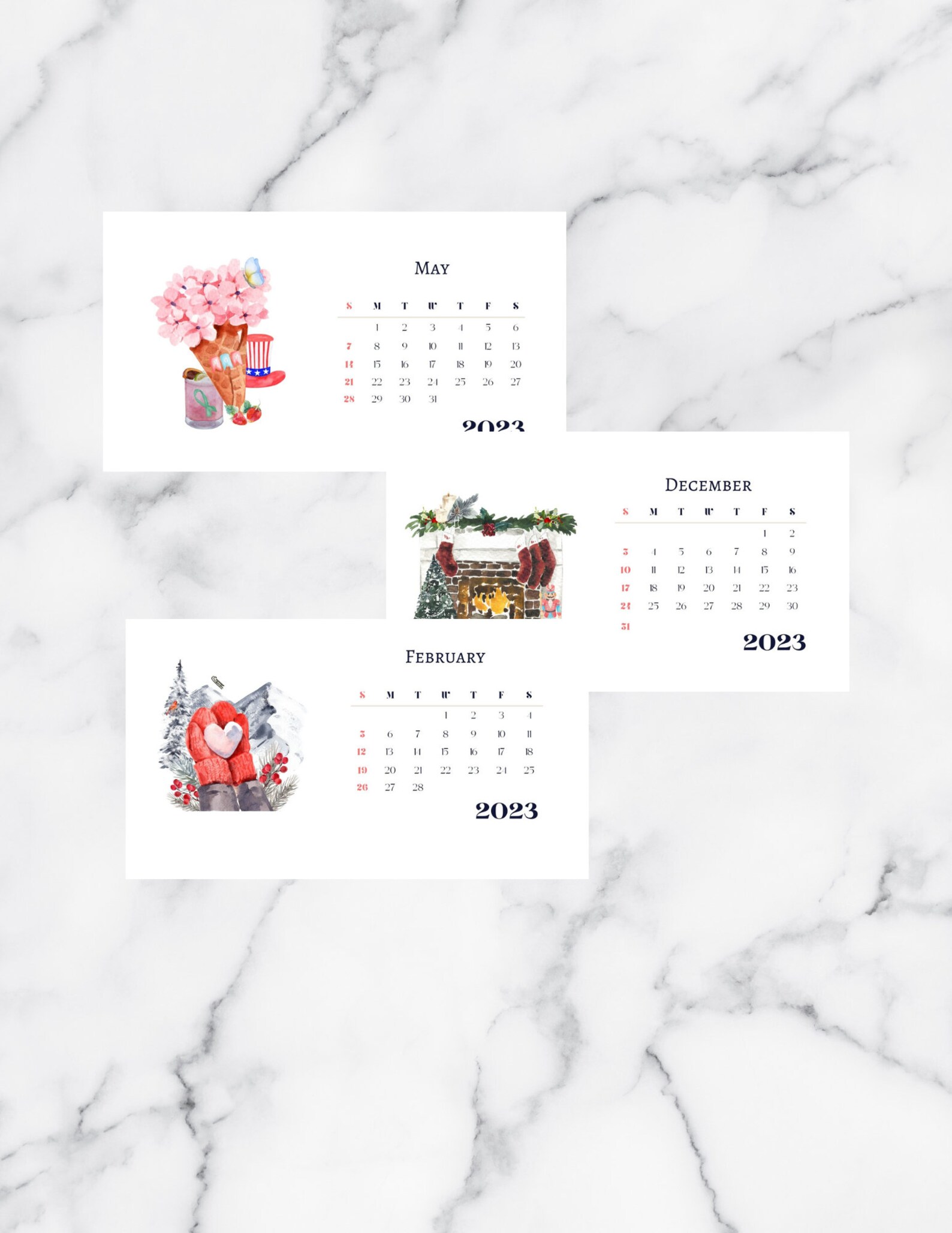 2023 Watercolor Desk Calendar 2023 Desk Calendar Gift Desk - Etsy Australia